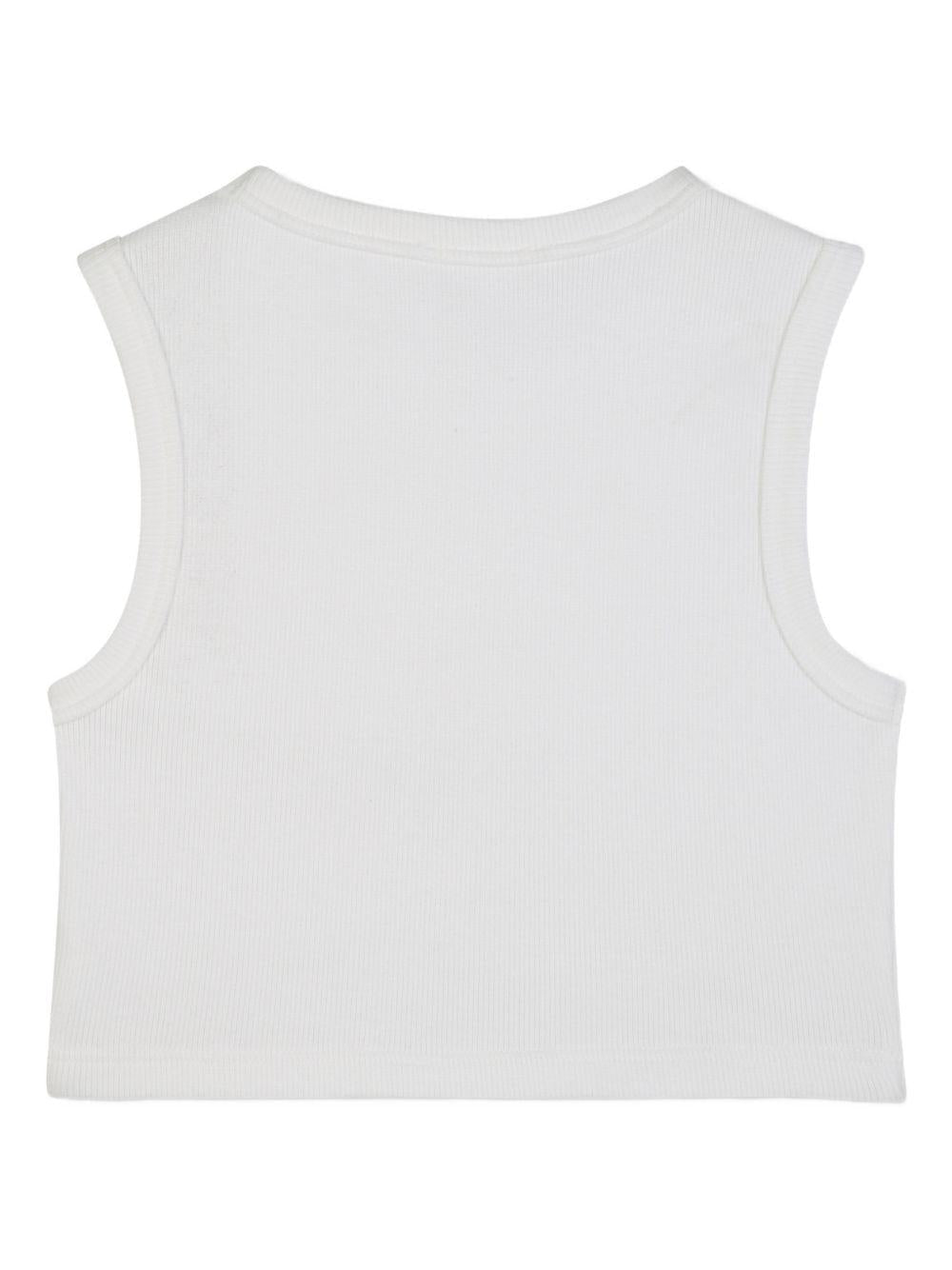 Canotta per bambina Chloé Kids bianca con dettaglio ricamato - Rubino Kids