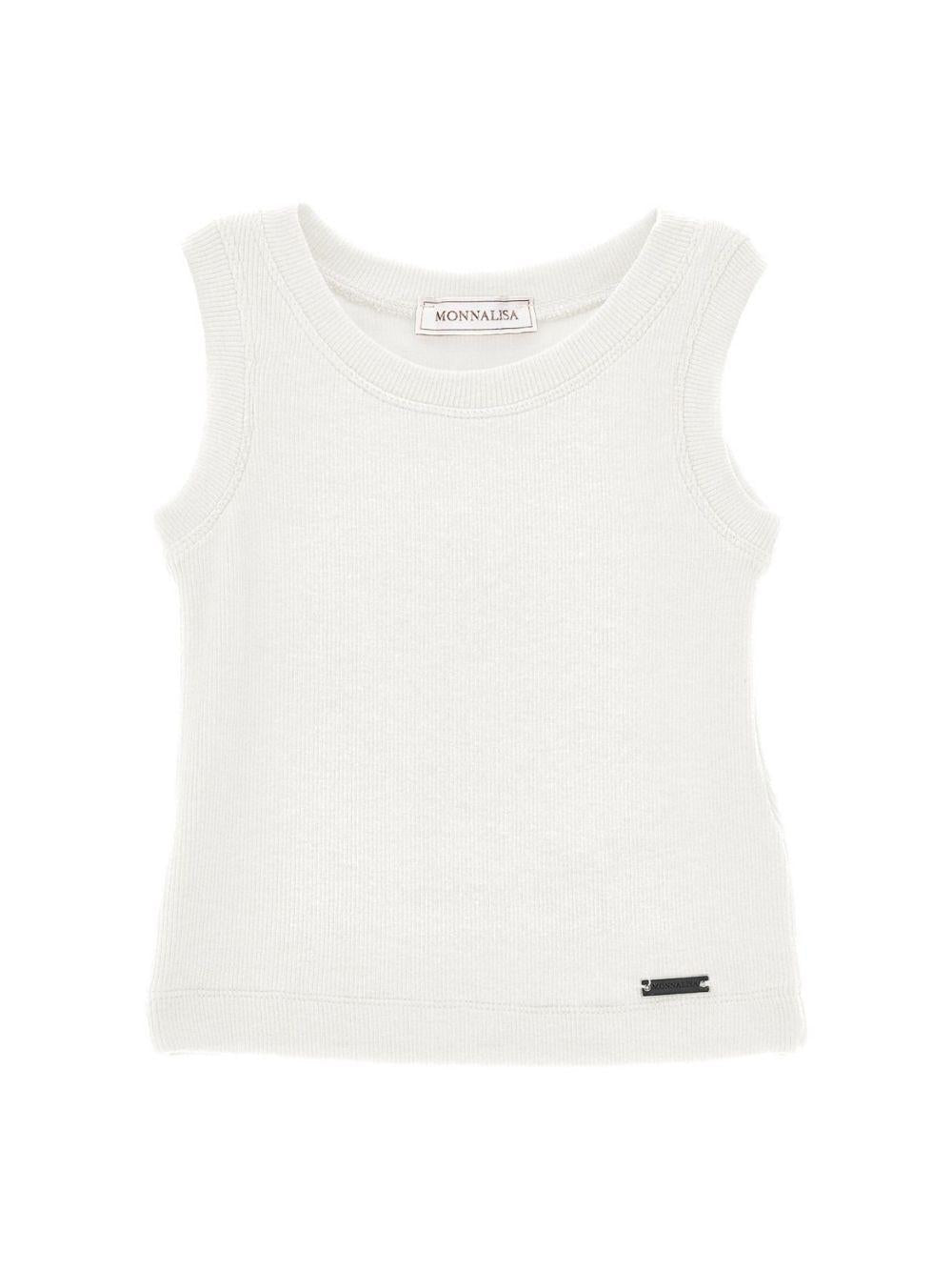 Canotta per bambina Monnalisa bianca con placca con logo - Rubino Kids