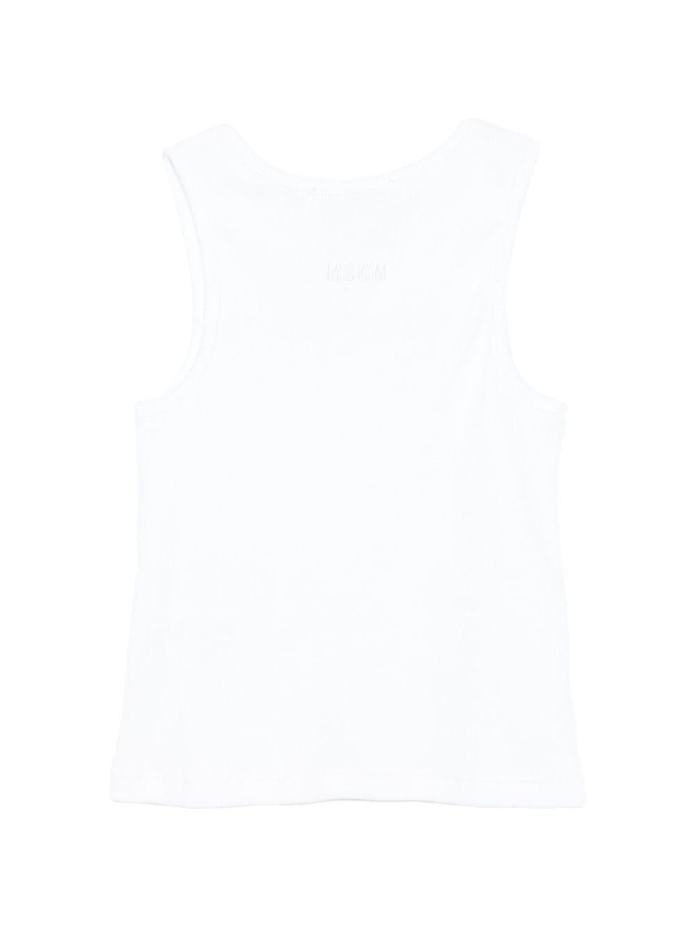 Canotta per bambina MSGM Kids bianca con applicazioni - Rubino Kids