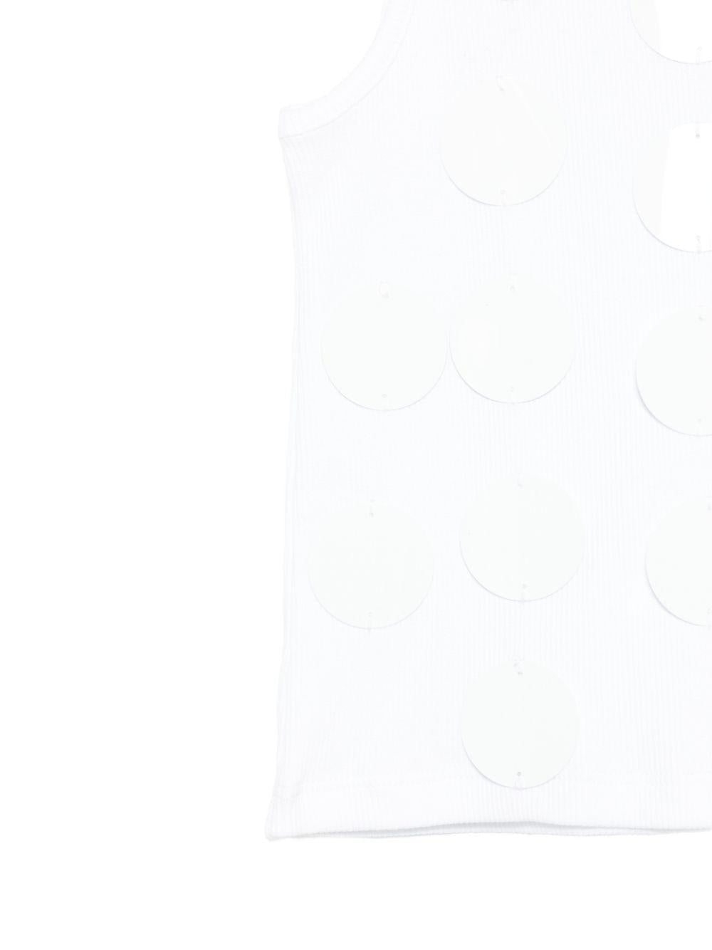 Canotta per bambina MSGM Kids bianca con applicazioni - Rubino Kids