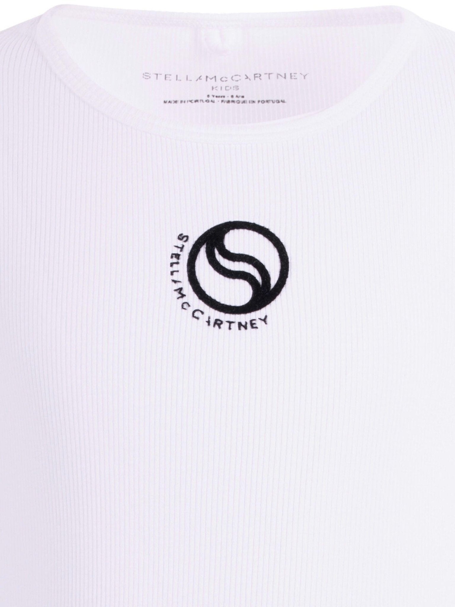 Canotta per bambina Stella McCartney Kids bianca con logo sul davanti a contrasto - Rubino Kids