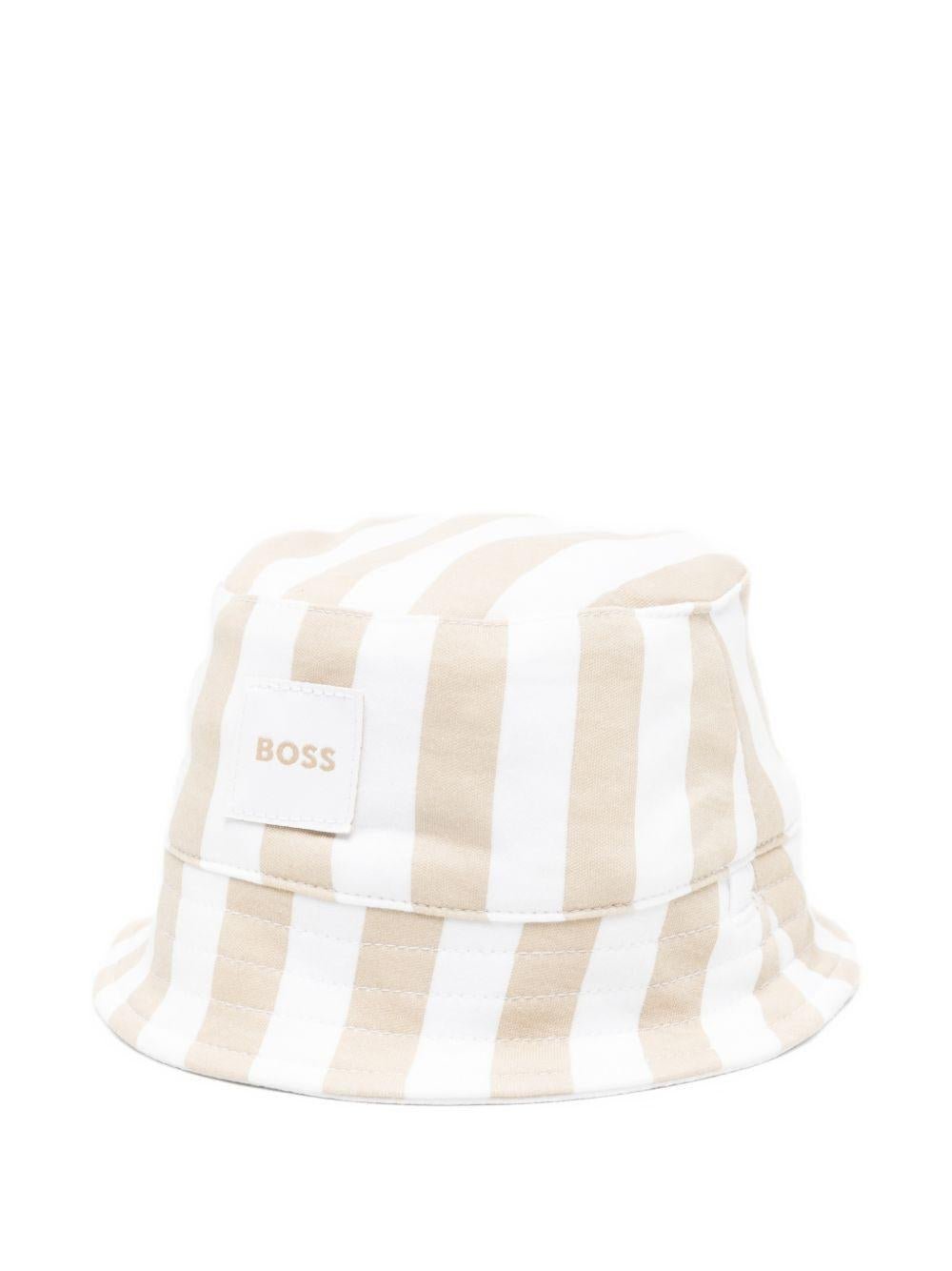 Cappello a pescatore per neonato Boss Kids beige con design a righe - Rubino Kids