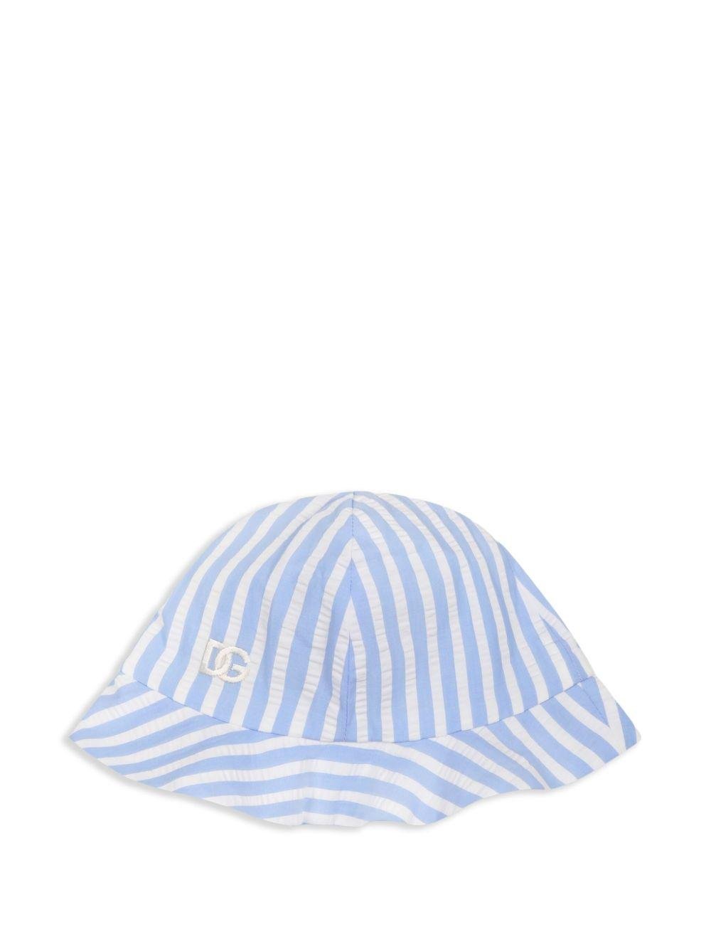 Cappello bucket con ricamo per neonata Dolce & Gabbana Kids azzurro con tesa stretta e bassa - Rubino Kids