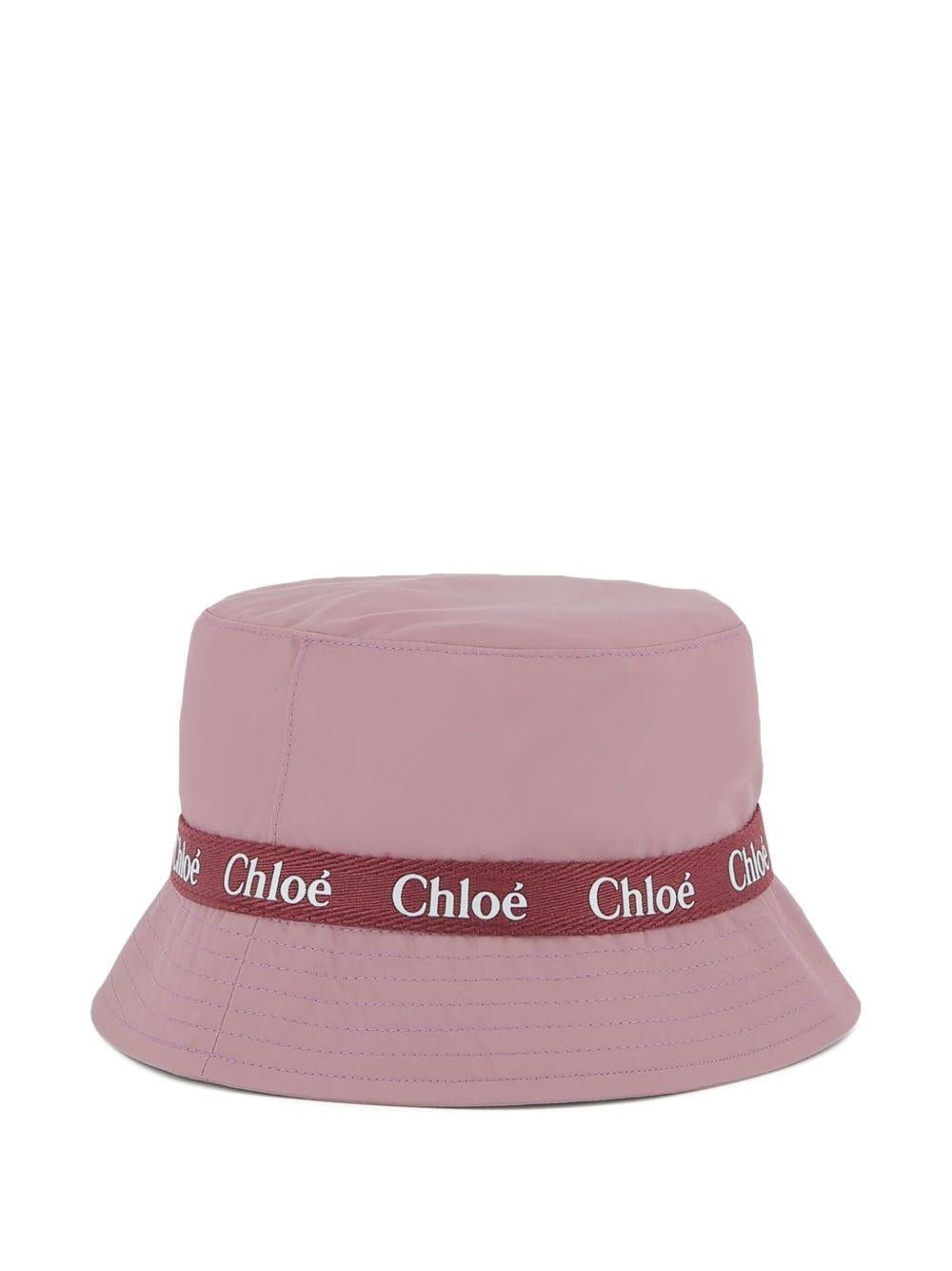 Cappello bucket per bambina Chloé Kids viola con fascia con logo a contrasto - Rubino Kids