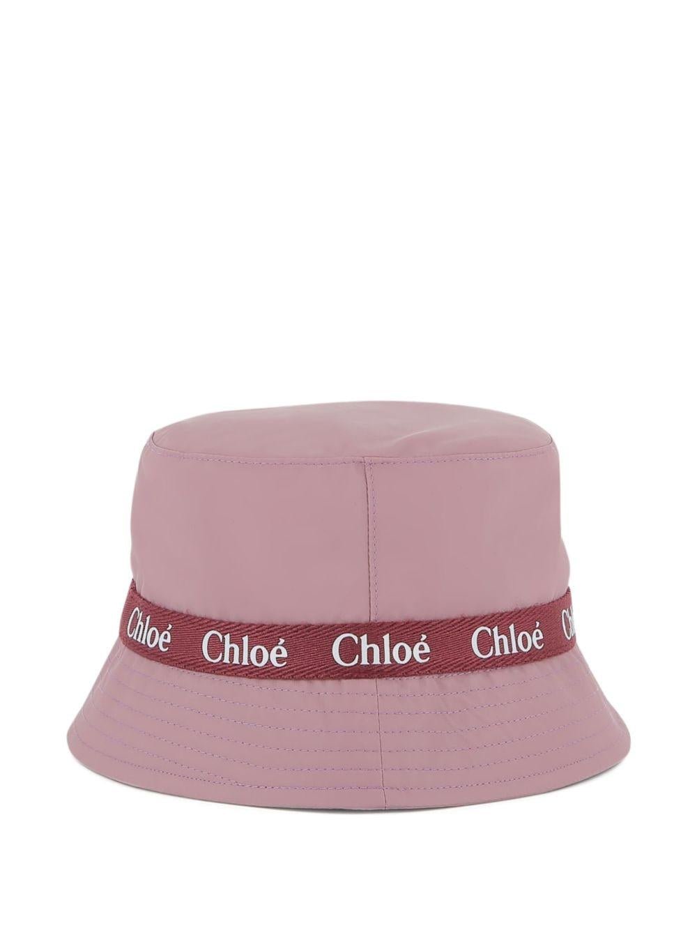 Cappello bucket per bambina Chloé Kids viola con fascia con logo a contrasto - Rubino Kids
