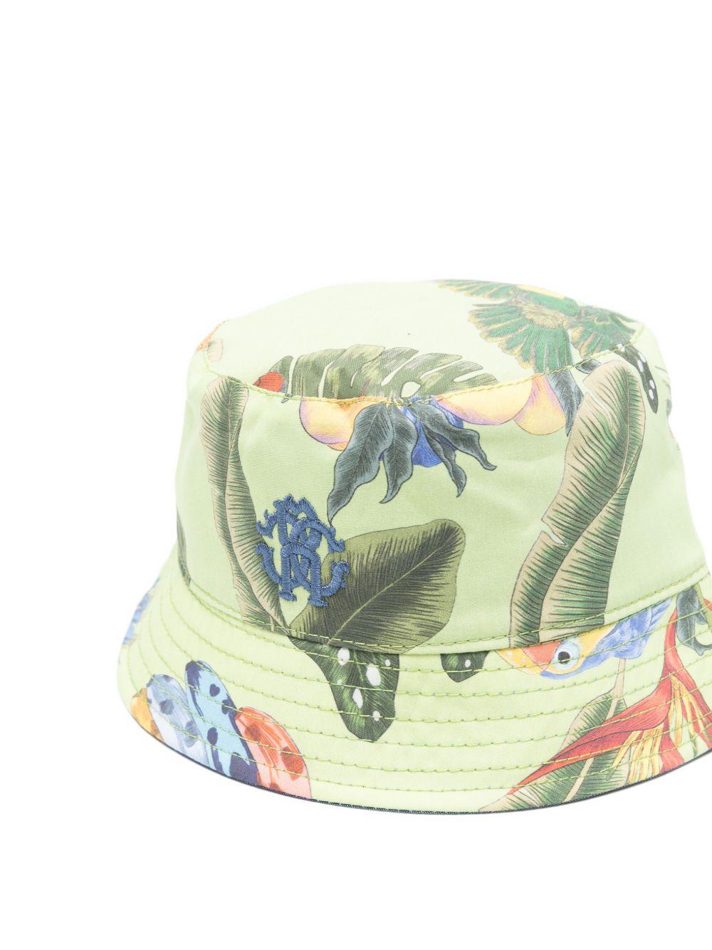 Cappello bucket per neonato Roberto Cavalli Kids verde con stampa volatili - Rubino Kids