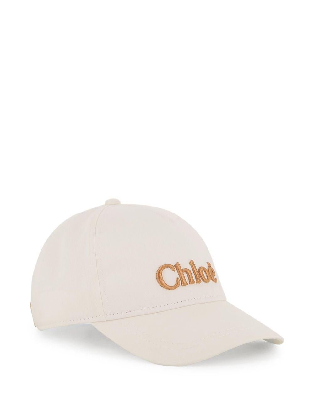Cappello da baseball per bambina Chloé Kids bianco con logo ricamato - Rubino Kids