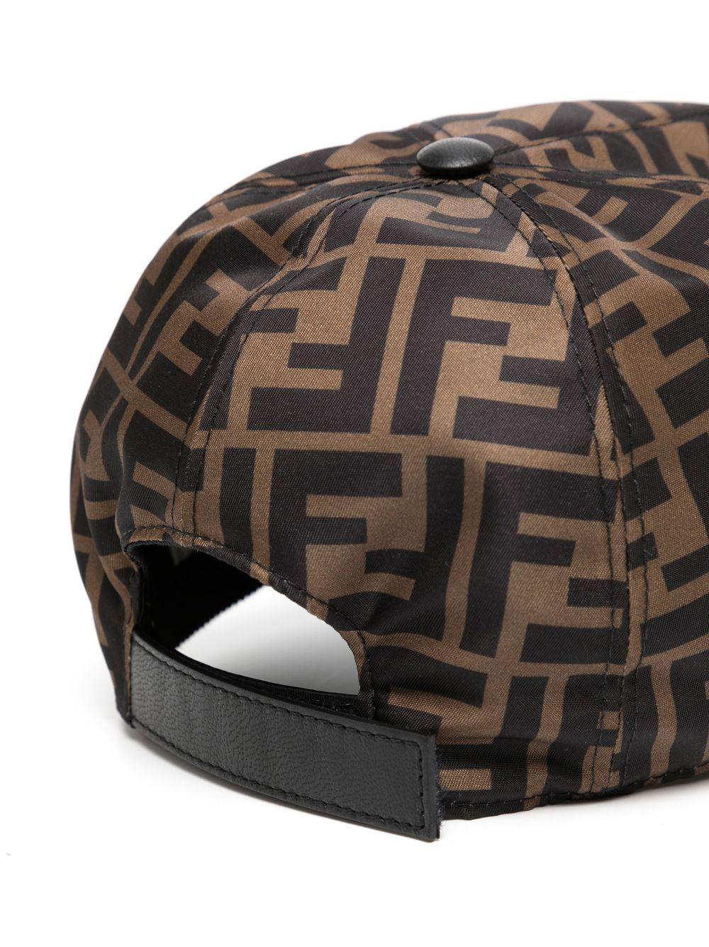 Cappello da baseball per bambino Fendi Kids marrone con monogramma FF - Rubino Kids