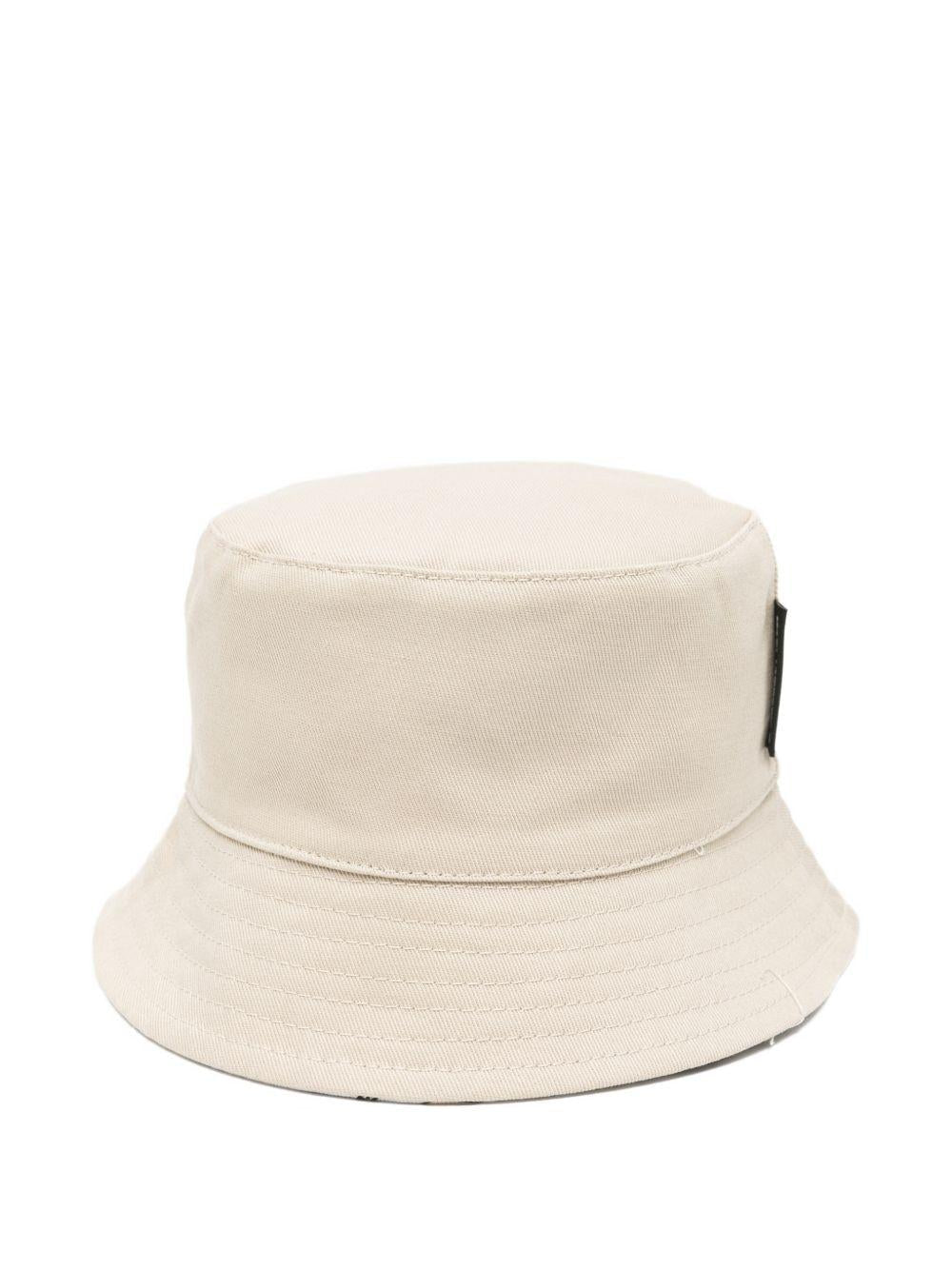 Cappello da pescatore per bambino Karl Lagerfeld Kids beige reversibile con toppa e logo - Rubino Kids