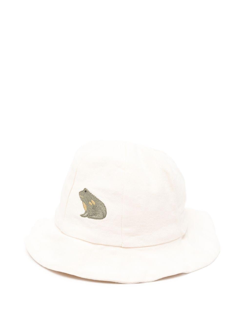 Cappello da pescatore per neonato Donsje beige con ricamo rana - Rubino Kids
