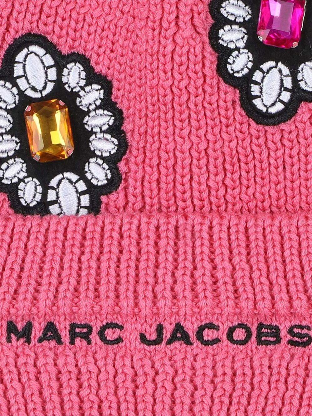 Cappello per bambina Marc Jacobs Kids rosa in maglia con strass - Rubino Kids