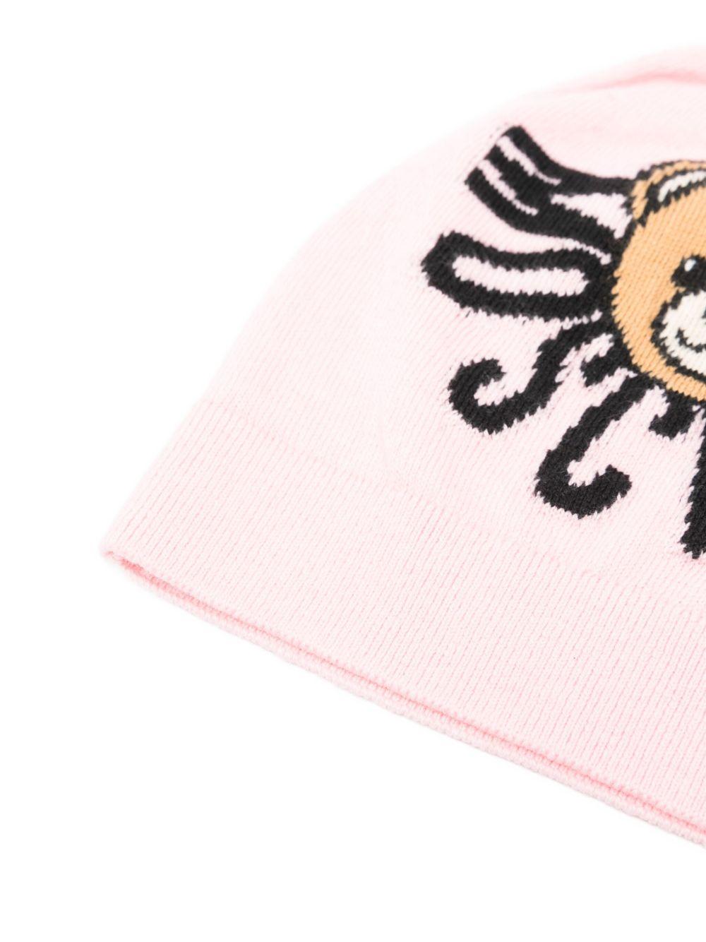 Cappello per bambina Moschino Kids rosa con logo ricamato - Rubino Kids
