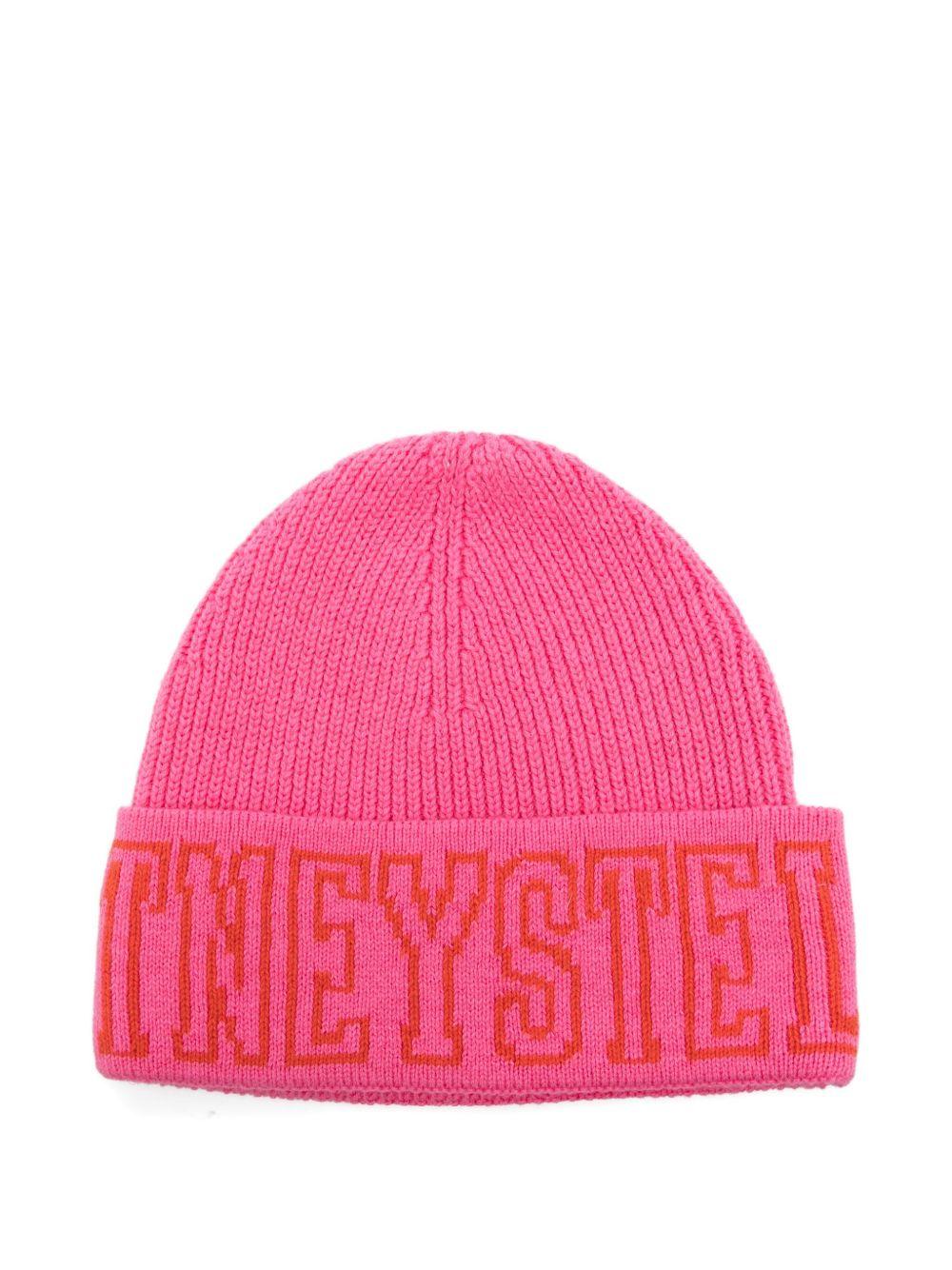 Cappello per bambina Stella McCartney Kids rosa con logo e lavorazione a coste - Rubino Kids