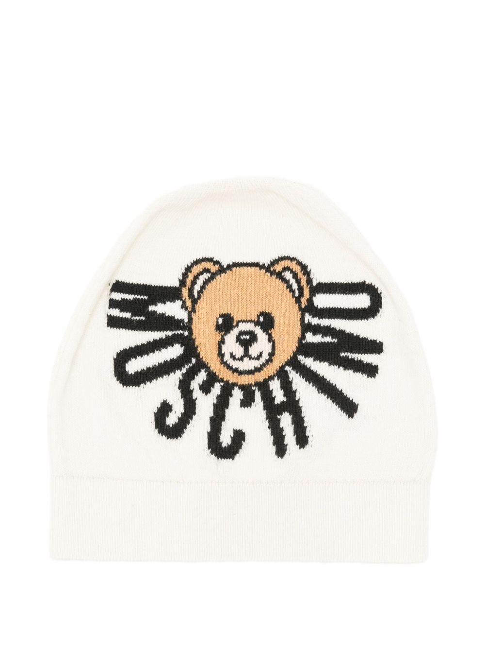 Cappello per bambini Moschino Kids bianco con logo ricamato - Rubino Kids