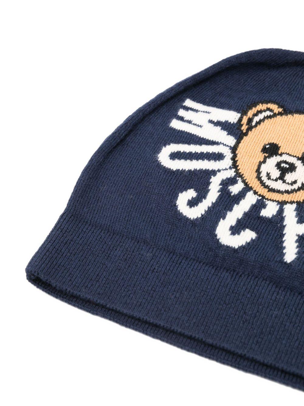 Cappello per bambini Moschino Kids blu con logo ricamato - Rubino Kids