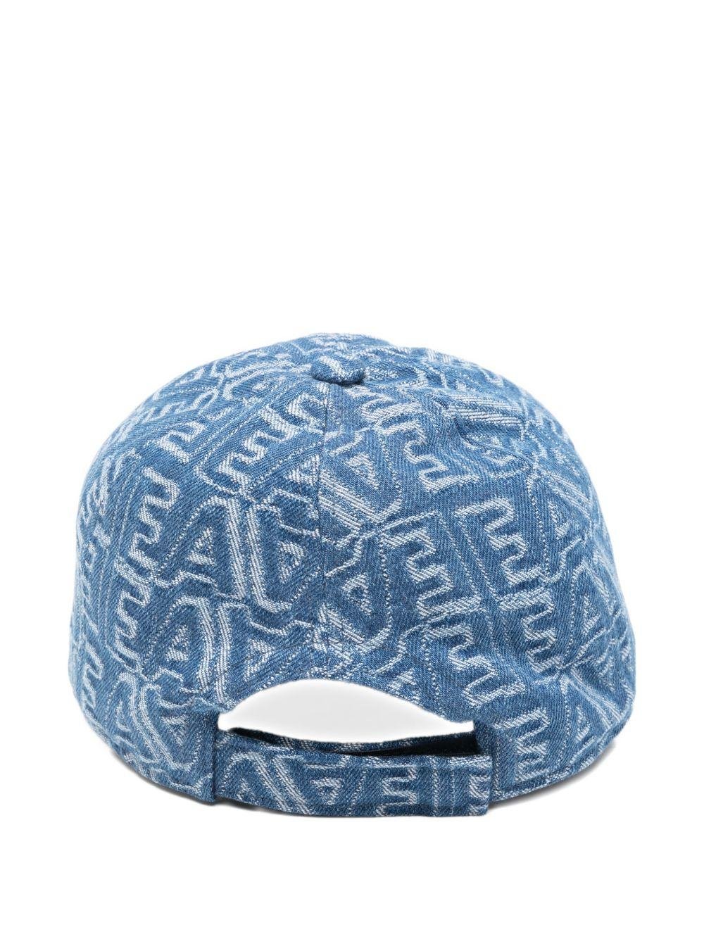 Cappello per bambino Emporio Armani Kids blu con stampa logo all - over - Rubino Kids
