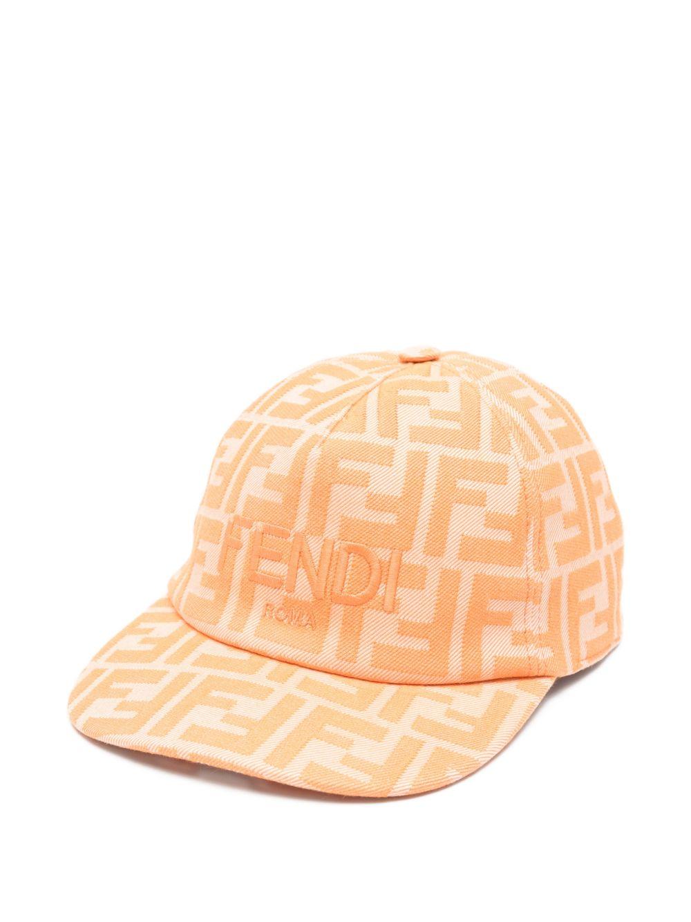 Cappello per bambino Fendi Kids arancione con logo all - over - Rubino Kids