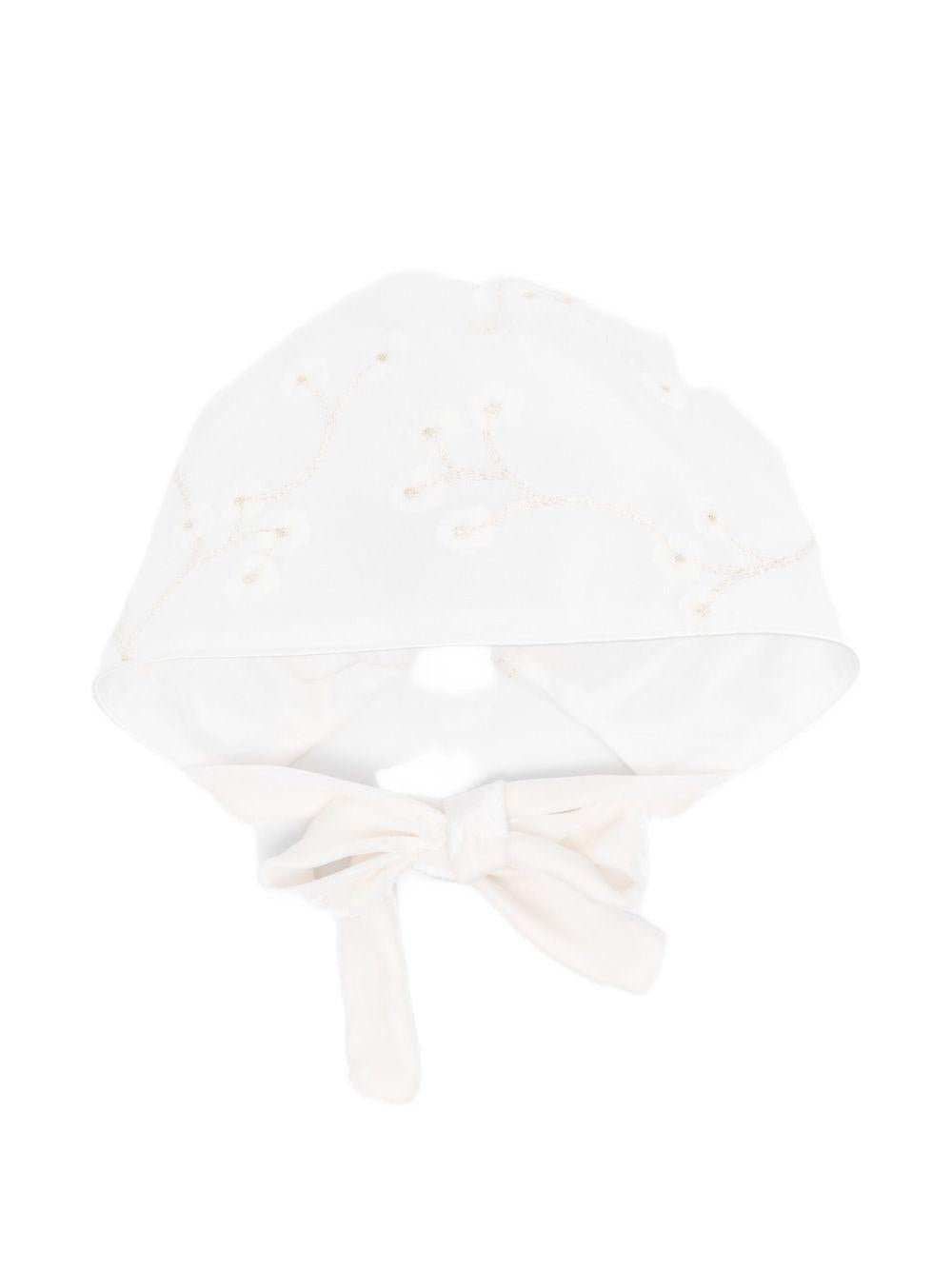 Cappello per neonata La Stupenderia bianco con dettaglio fiocco - Rubino Kids