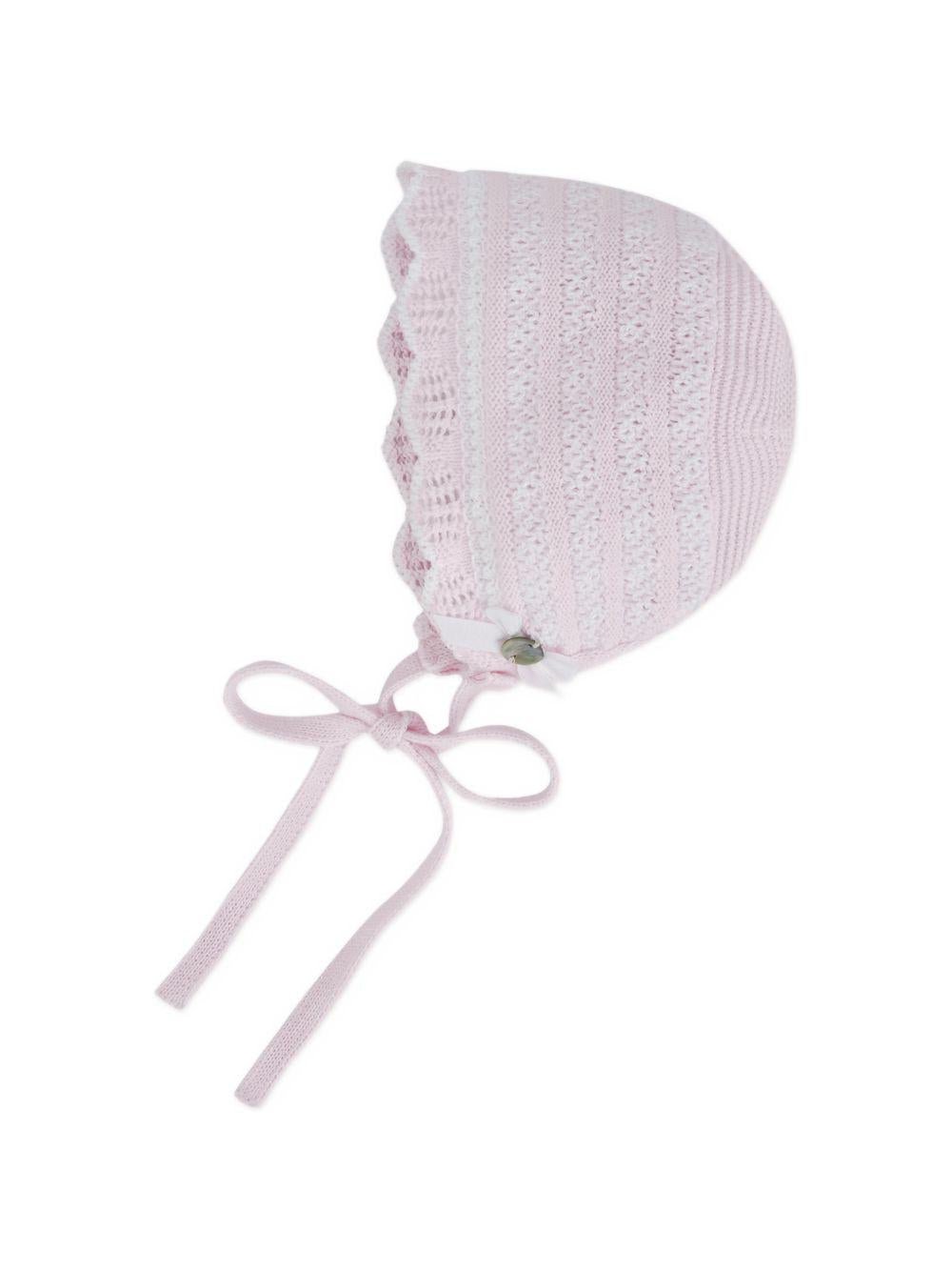 Cappello per neonata Paz Rodriguez rosa con bordo a smerlo - Rubino Kids