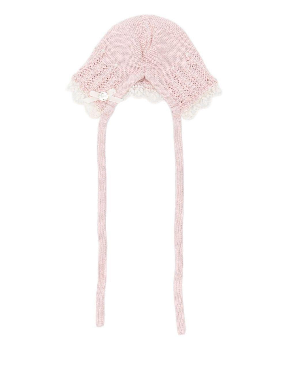 Cappello per neonata Paz Rodríguez rosa con motivo traforato - Rubino Kids