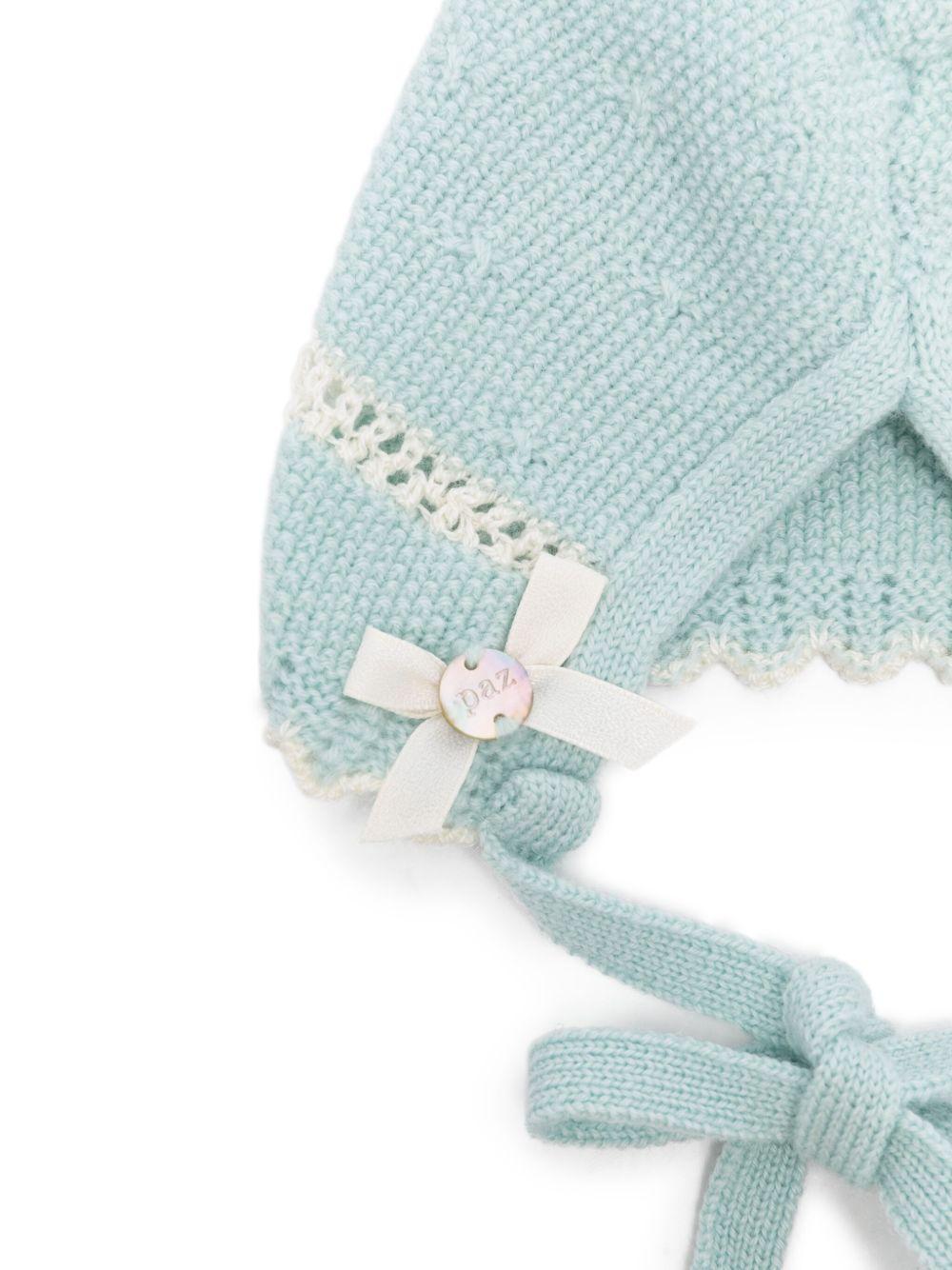 Cappello per neonata Paz Rodrìguez verde con bordo in pizzo - Rubino Kids