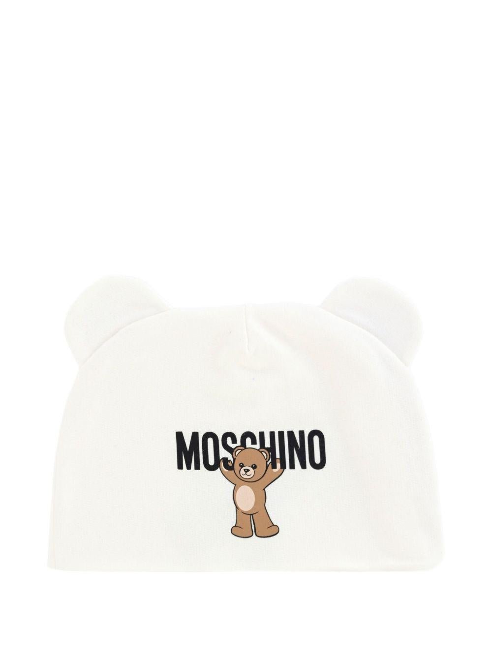 Cappello per neonati Moschino Kids bianco con applicazione orecchie - Rubino Kids