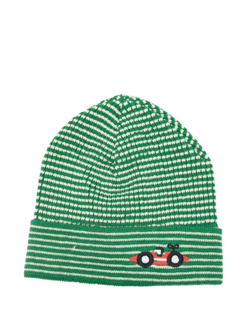 Cappello per neonato Bobo Choses verde con ricamo a forma di auto - Rubino Kids
