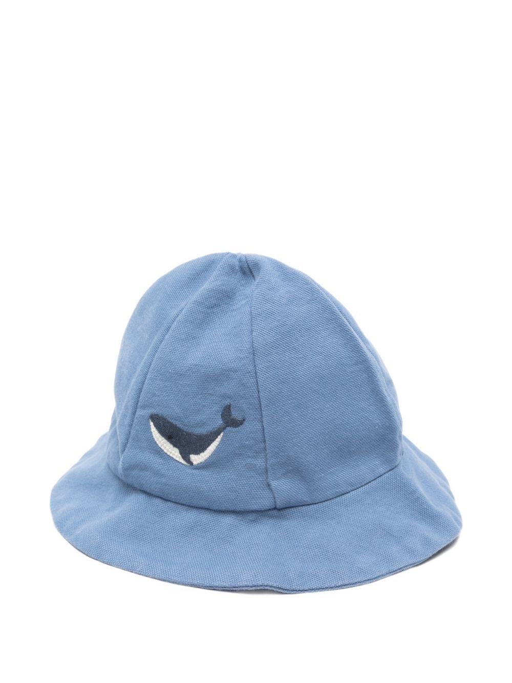 Cappello Steijn per neonato Donsje blu con ricamo balena - Rubino Kids