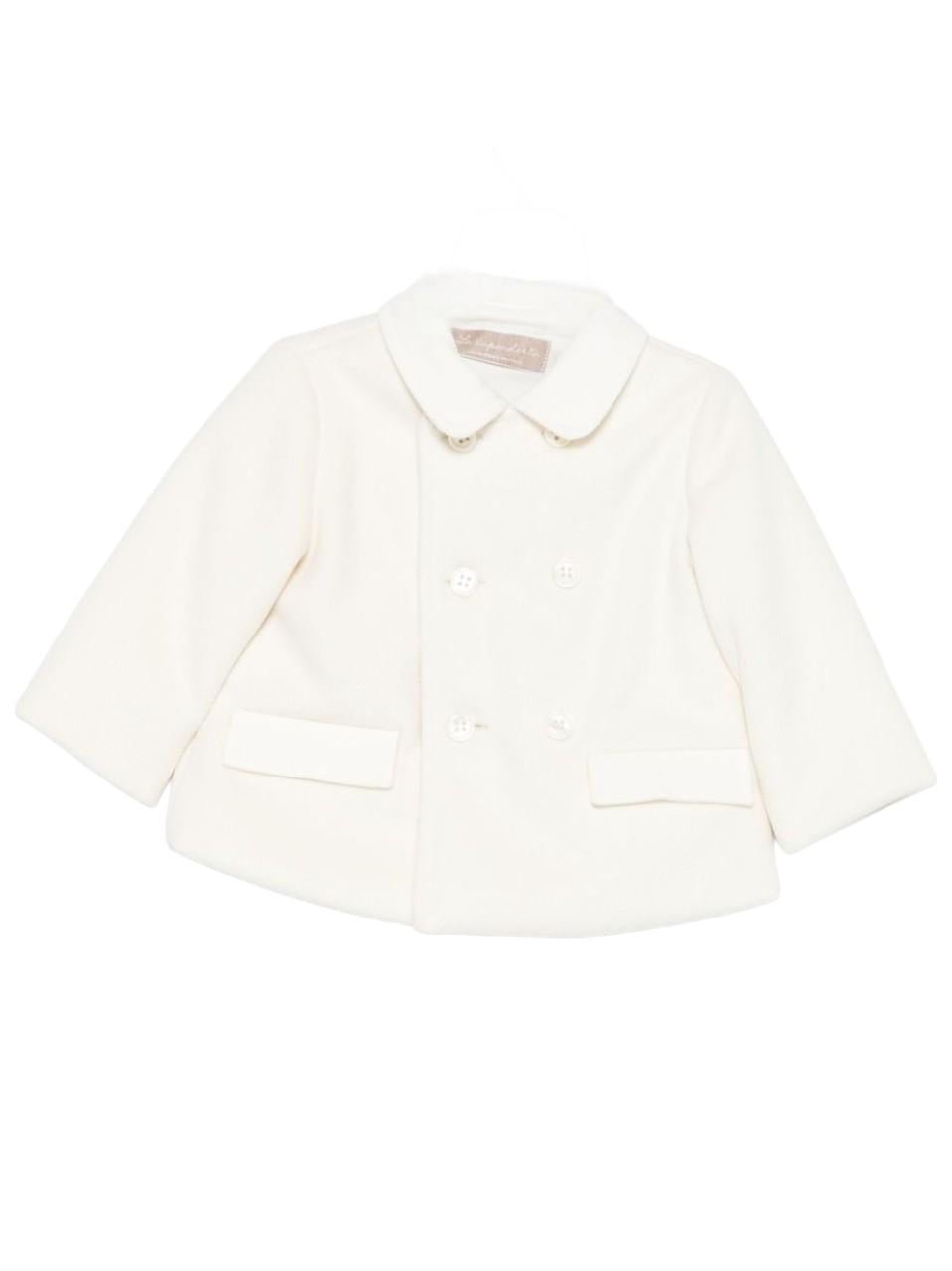 Cappotto a doppiopetto per neonata La Stupenderia bianco con colletto classico - Rubino Kids