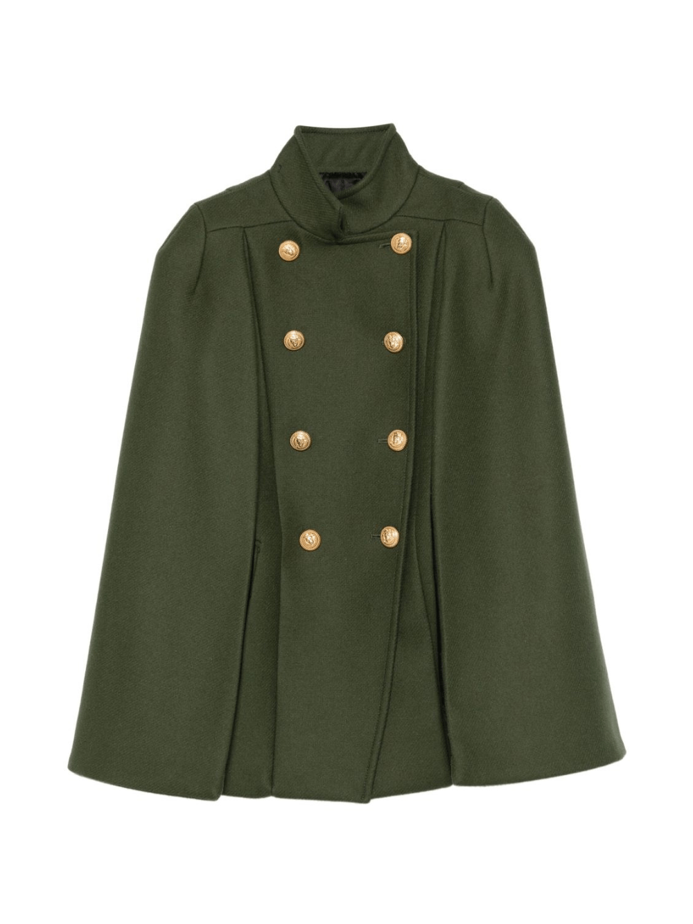 Cappotto a mantella per bambina Balmain Kids verde con collo alto - Rubino Kids