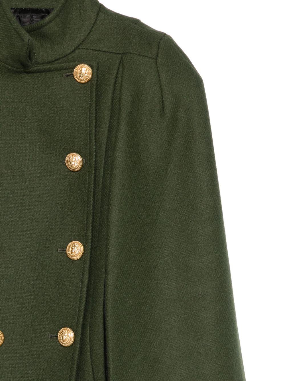 Cappotto a mantella per bambina Balmain Kids verde con collo alto - Rubino Kids