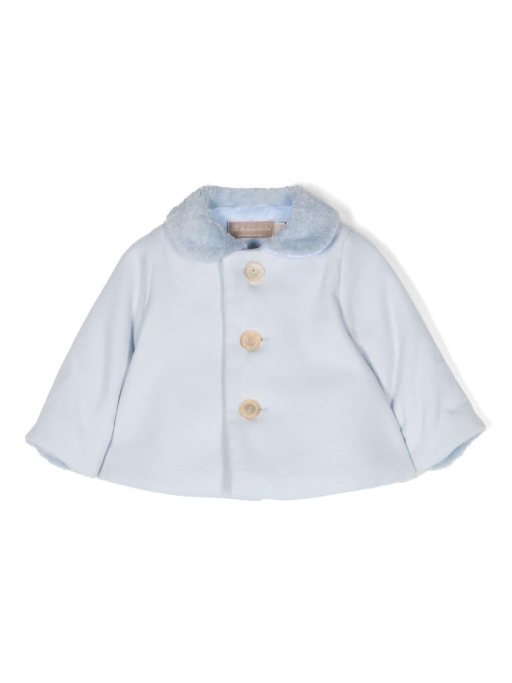 Cappotto con cappuccio per neonata La Stupenderia azzurro con orlo dritto - Rubino Kids