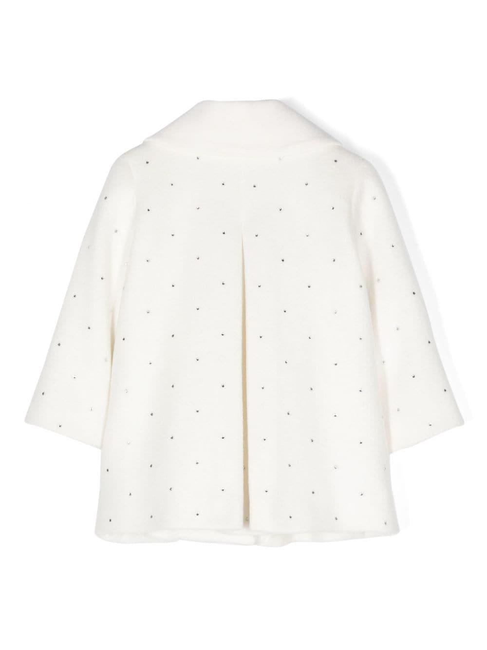 Cappotto con strass per neonato Monnalisa bianco con colletto rotondo - Rubino Kids