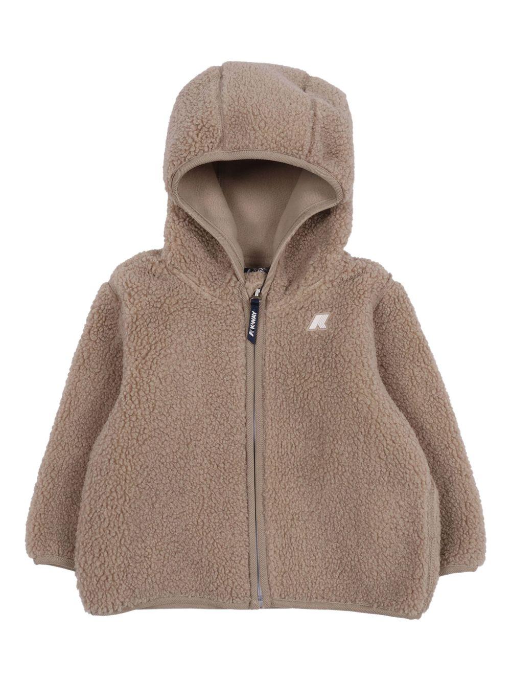 Cappotto E. Jeanne Polar in pelliccia sintetica per neonati K - Way Kids beige con cappuccio effetto teddy - Rubino Kids