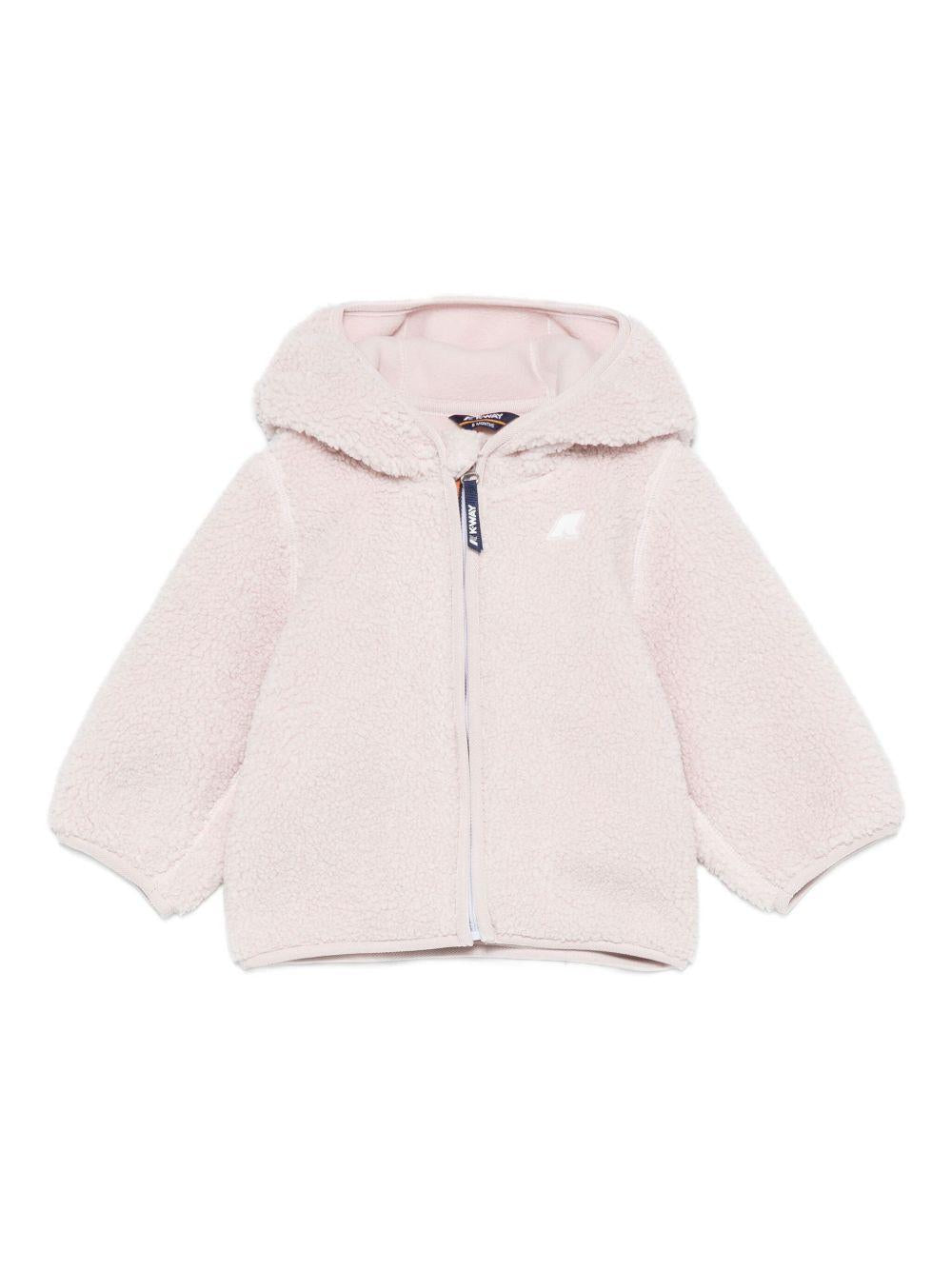 Cappotto in pelliccia sintetica per neonati K - Way Kids rosa con cappuccio effetto teddy - Rubino Kids