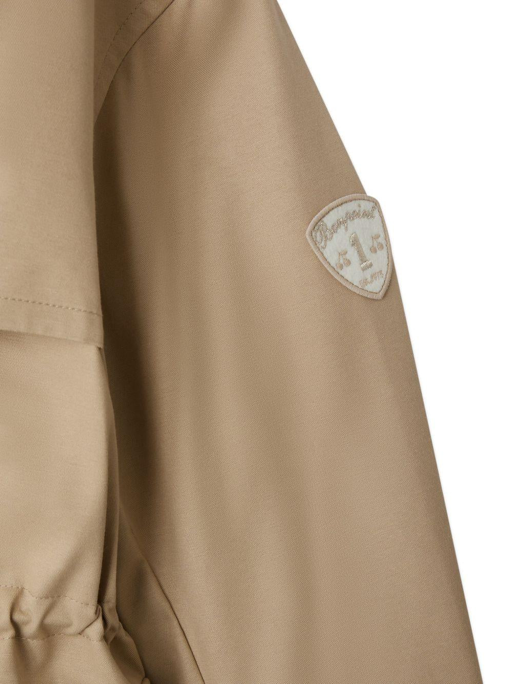 Cappotto per bambina Bonpoint beige con cappuccio - Rubino Kids