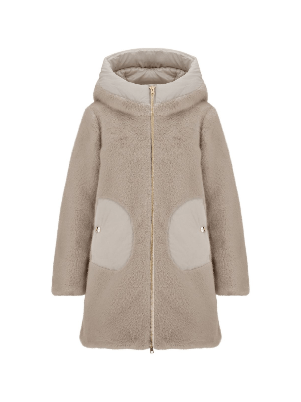 Cappotto per bambina Herno Kids beige con pelliccia sintetica - Rubino Kids