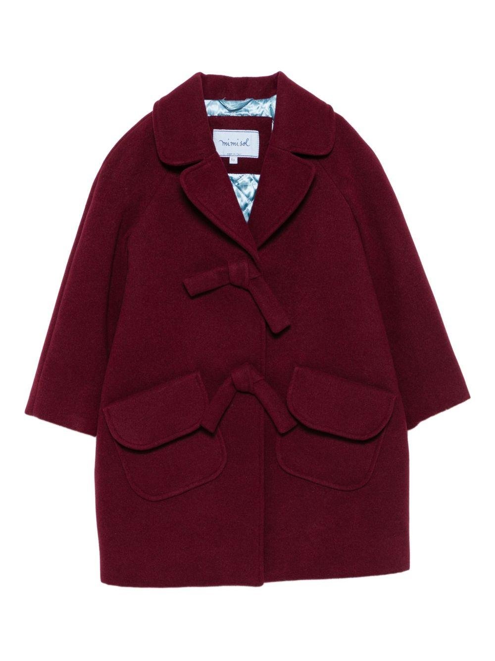 Cappotto per bambina Mi Mi Sol rosso con dettagli fiocchi - Rubino Kids