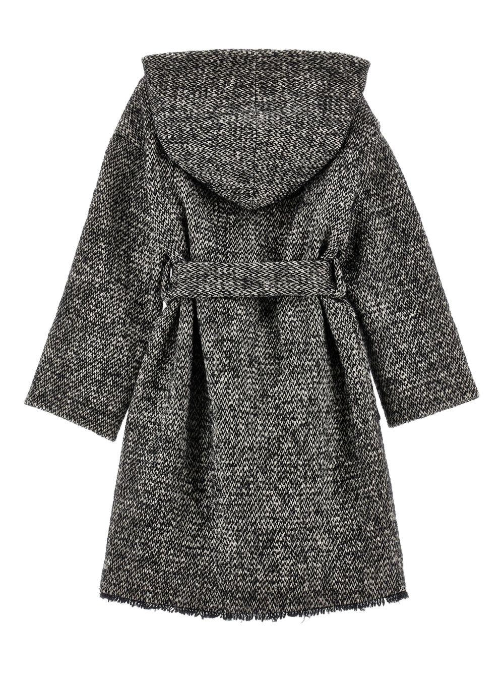 Cappotto per bambina Monnalisa nero con cappuccio - Rubino Kids