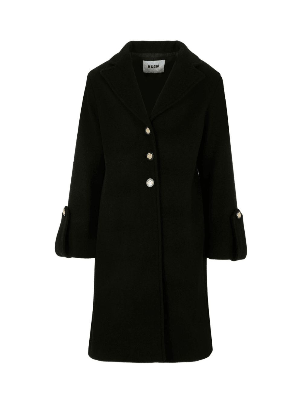 Cappotto per bambina MSGM Kids nero con polsini svasati - Rubino Kids