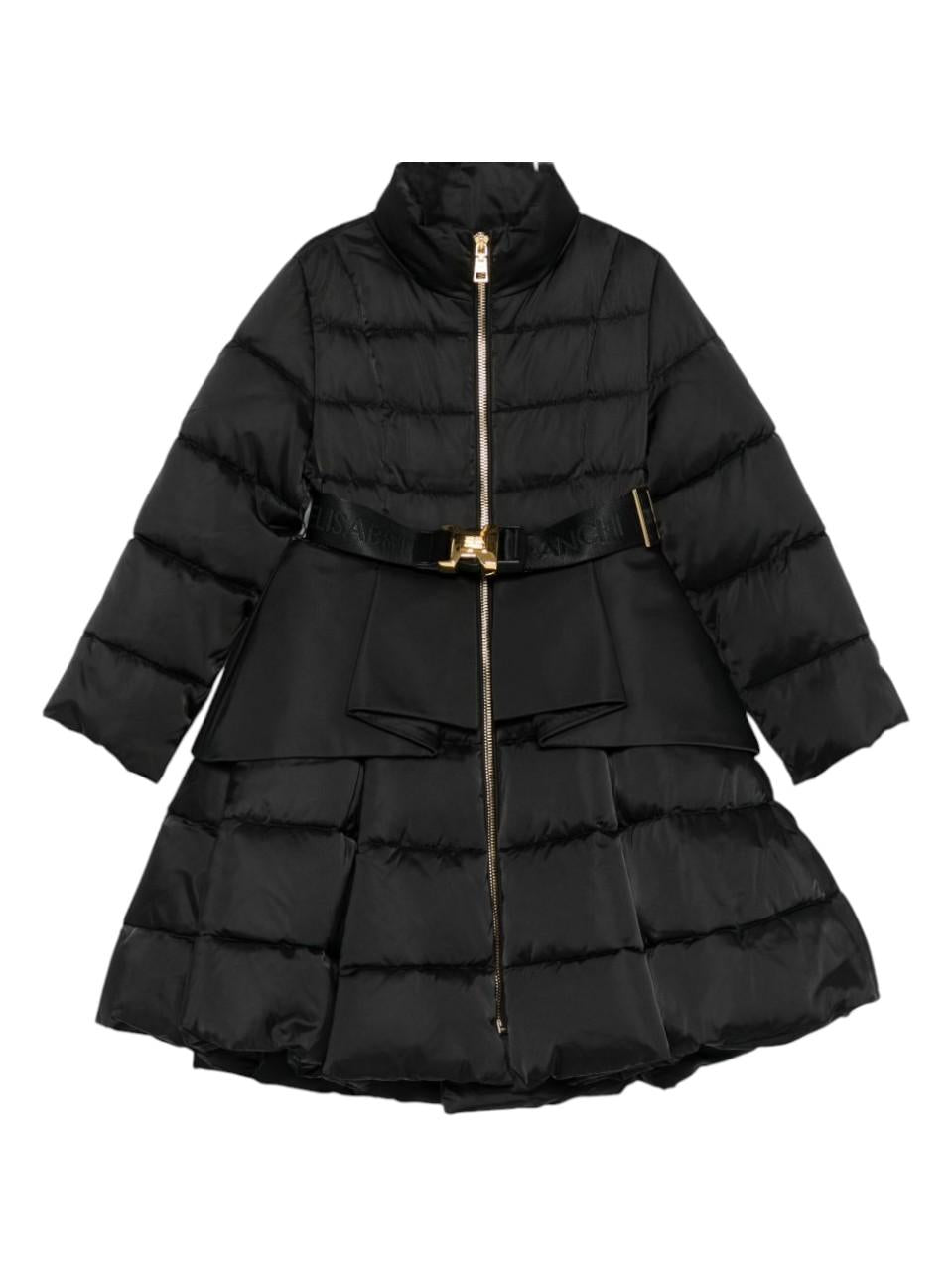 Cappotto per bambina (senza cintura) Elisabetta Franchi La Mia Bambina nera con dettaglio volant - Rubino Kids