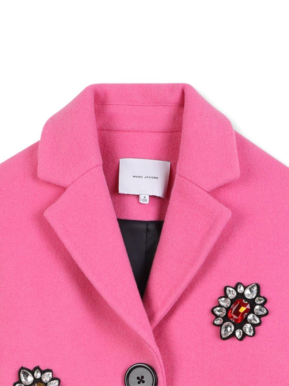 Cappotto per bambina The Marc Jacobs Kids rosa con ricamo a fiori - Rubino Kids