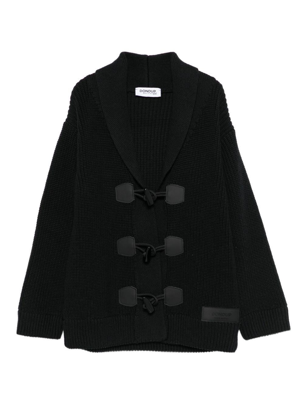 Cappotto per bambino Dondup Kids nero con applicazione con logo - Rubino Kids