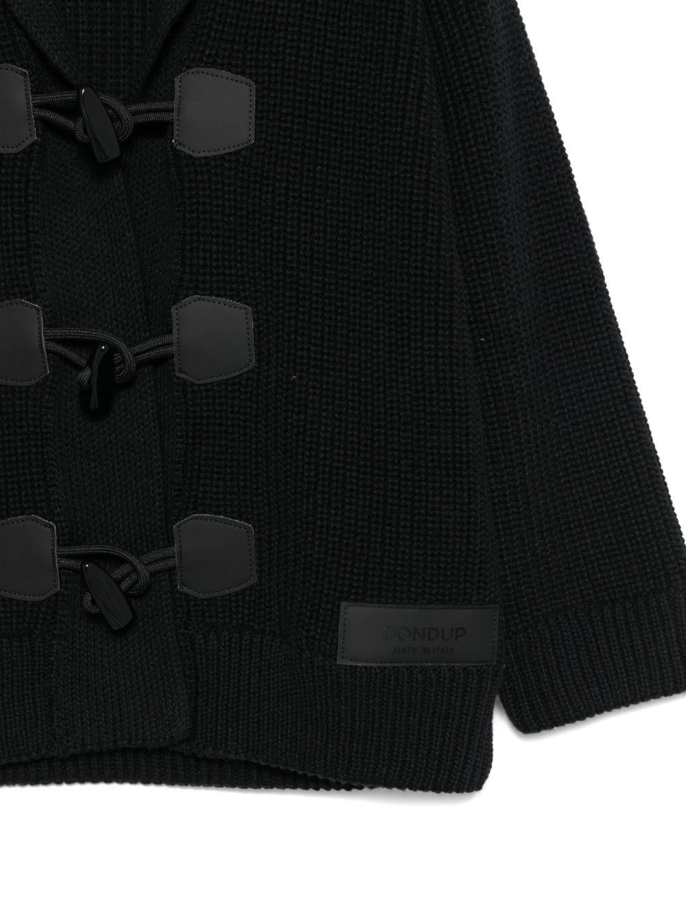 Cappotto per bambino Dondup Kids nero con applicazione con logo - Rubino Kids