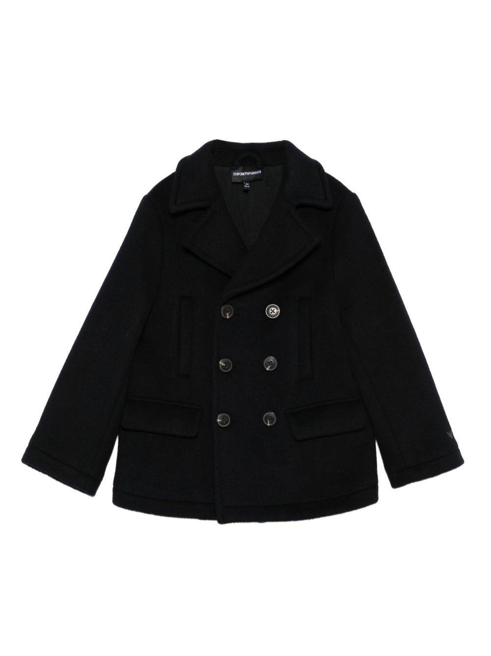 Cappotto per bambino Emporio Armani Kids blu navy con chiusura a doppiopetto - Rubino Kids