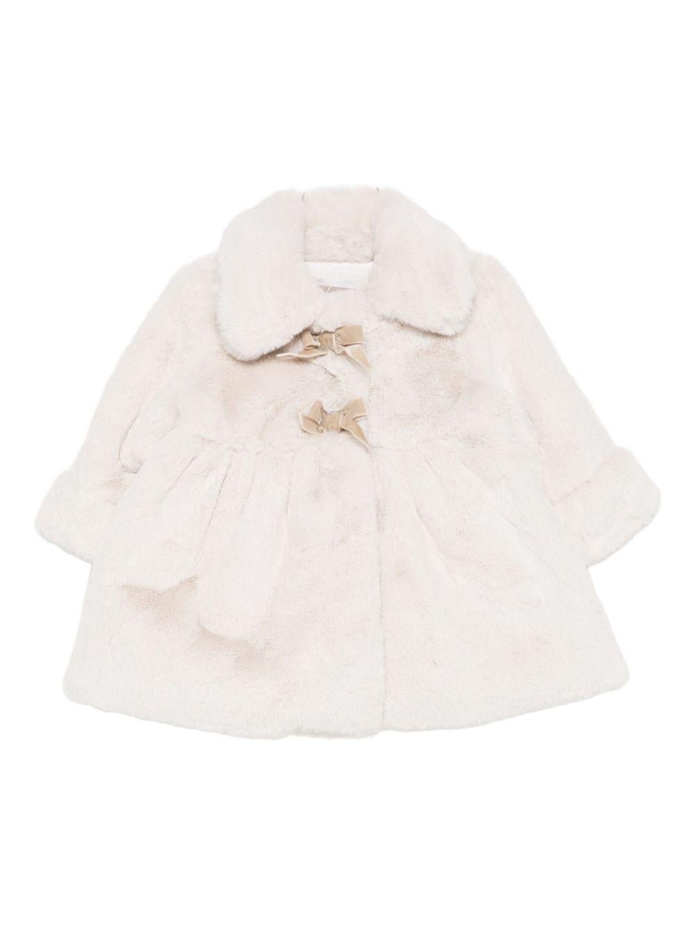 Cappotto per neonata La Stupenderia beige con colletto alla Peter Pan - Rubino Kids