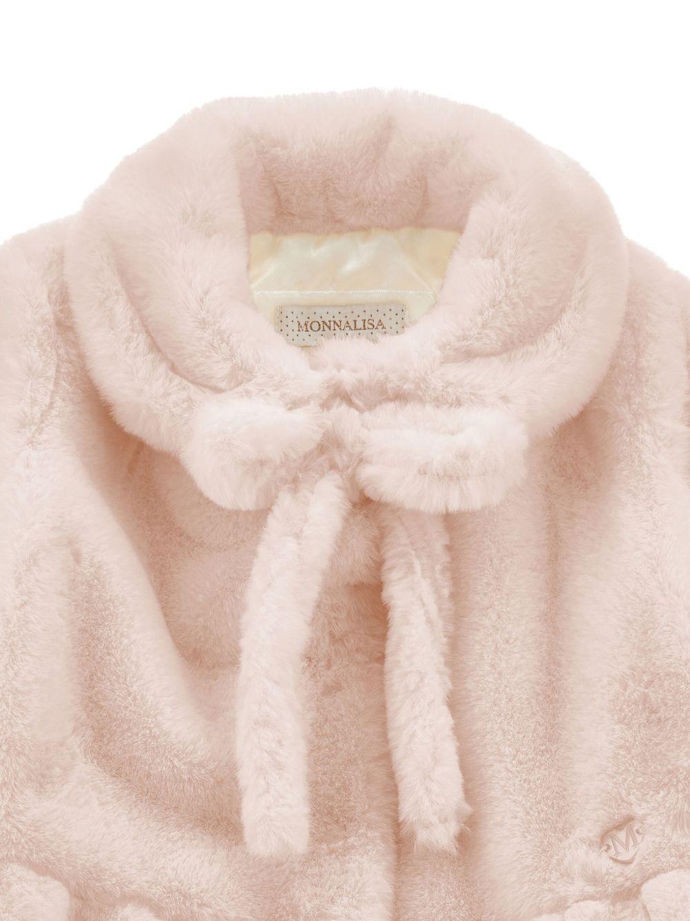 Cappotto per neonata Monnalisa rosa con orlo con peplum - Rubino Kids