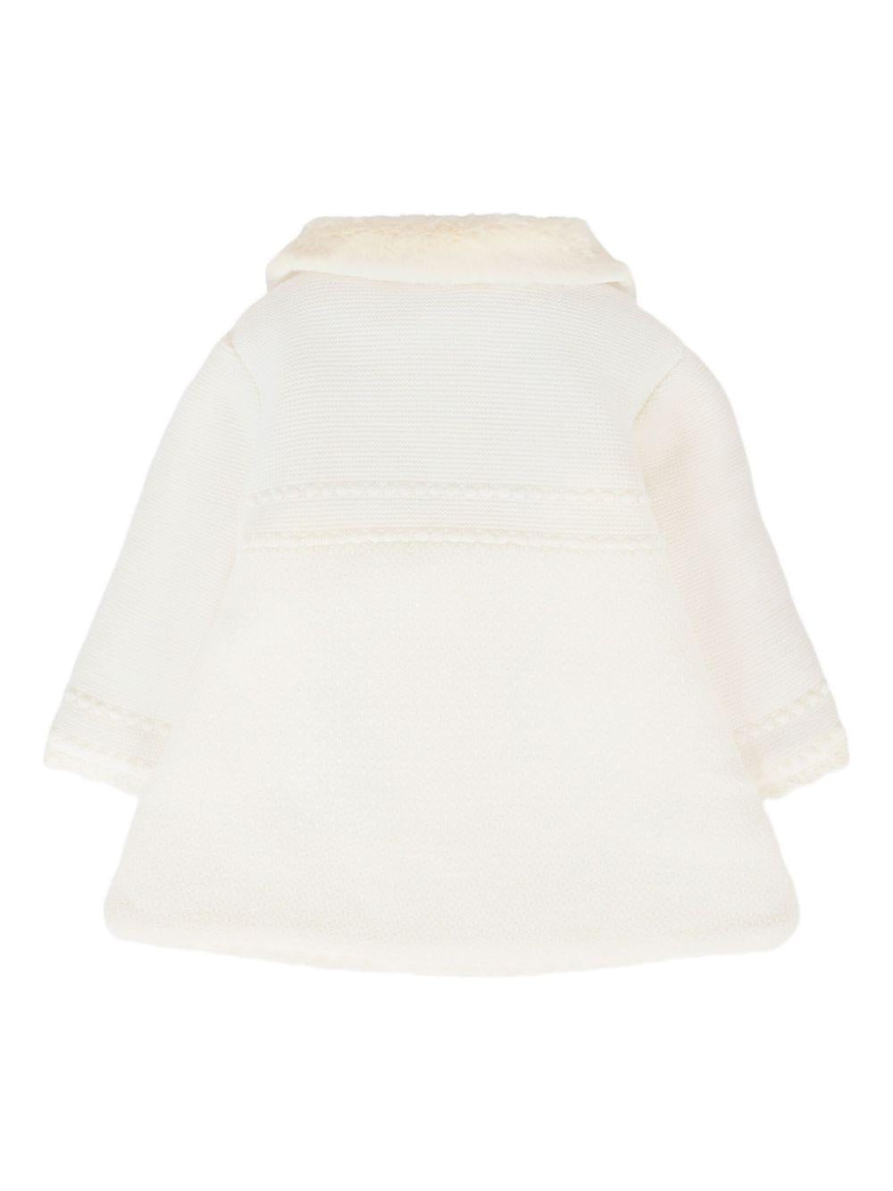 Cappotto per neonata Paz Rodrìguez bianco con colletto in pelliccia sintetica - Rubino Kids