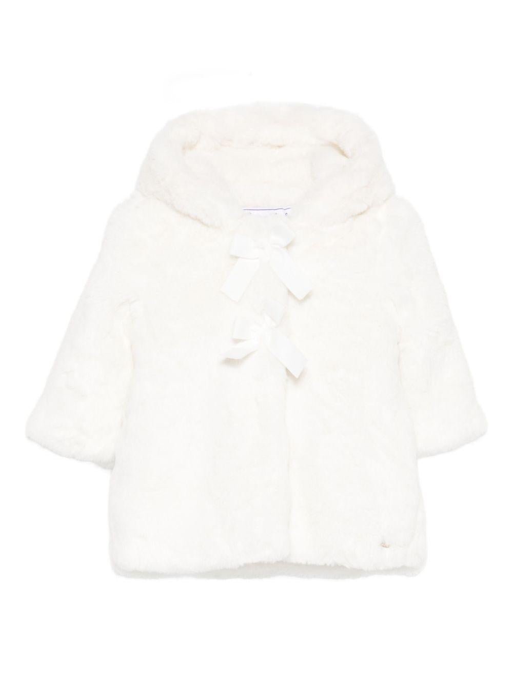 Cappotto per neonata Tartine Et Chocolat bianco con pelliccia sintetica - Rubino Kids