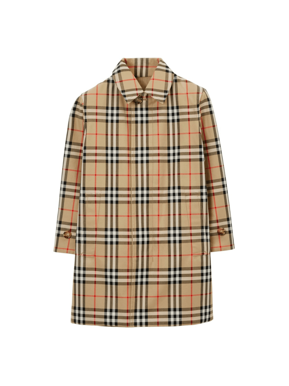 Cappotto reversibile Burberry Kids beige con fantasia a quadri Vintage Check - Rubino Kids